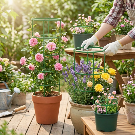 Plant Support Stakes Ring Set