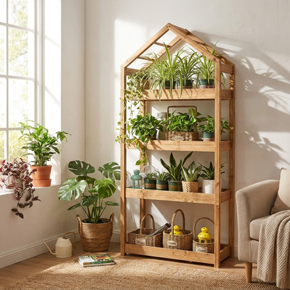 Wooden Garden Plant Stand Shelf